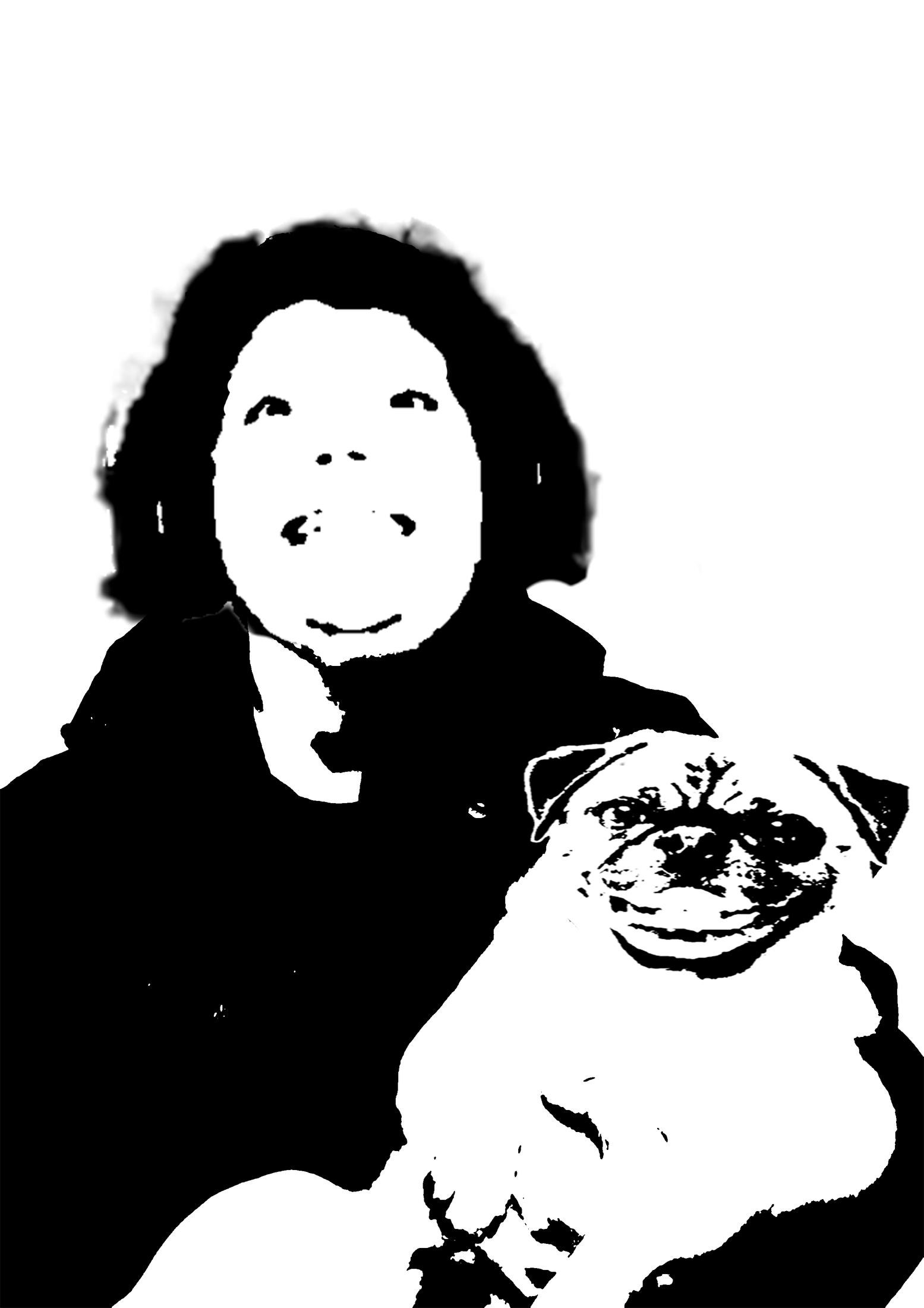 Black and white portrait with a pug